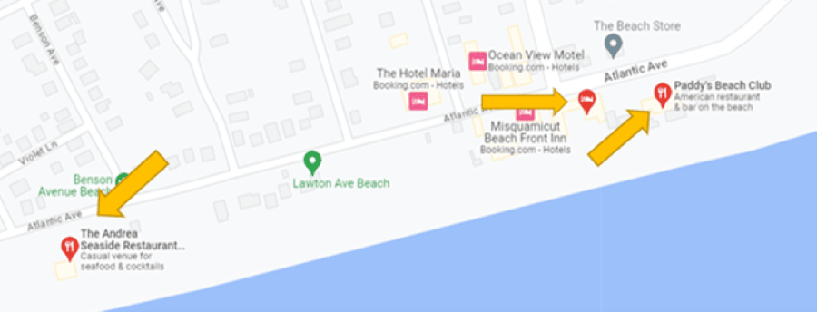 Best beach bars in Rhode Island Misquamicut beach map